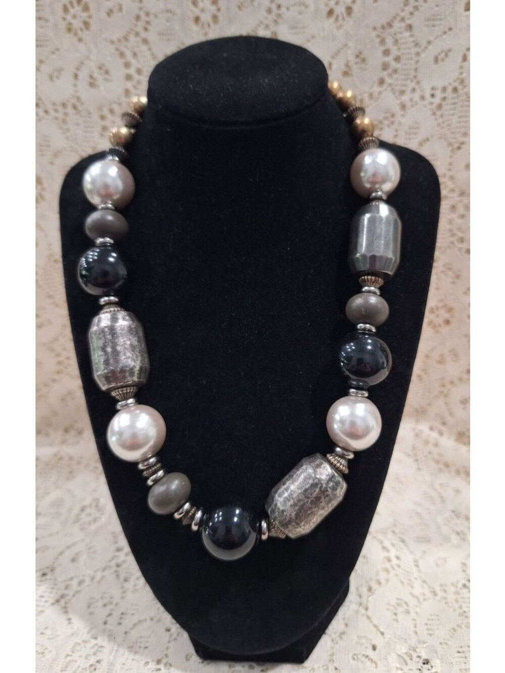 Chunky Statement Necklace Handmade Multi-Color Beads With Lobster Clasp
